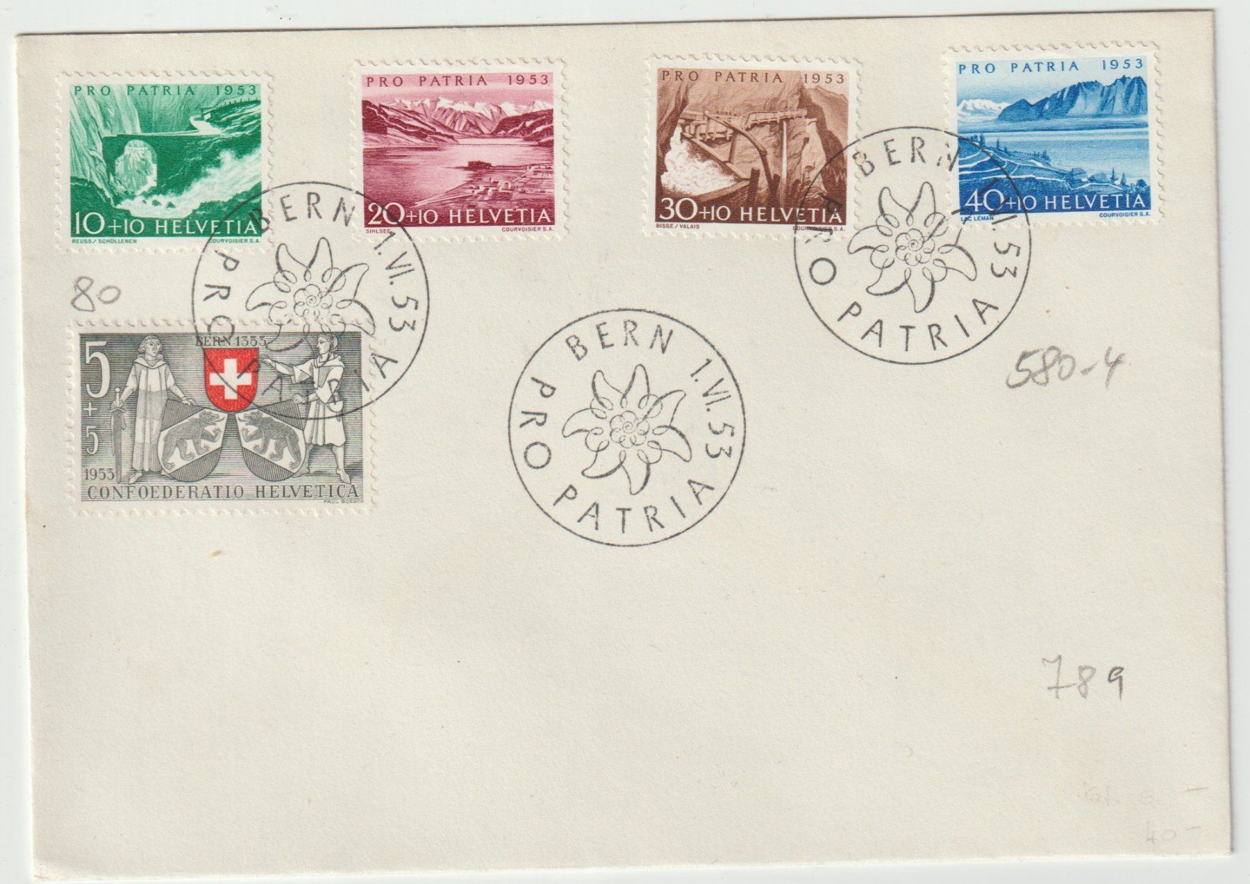 Tutti i francobolli: FDC Pro Patria1953 BERN – Usato da Biel/Bienne venduto da Destockweb