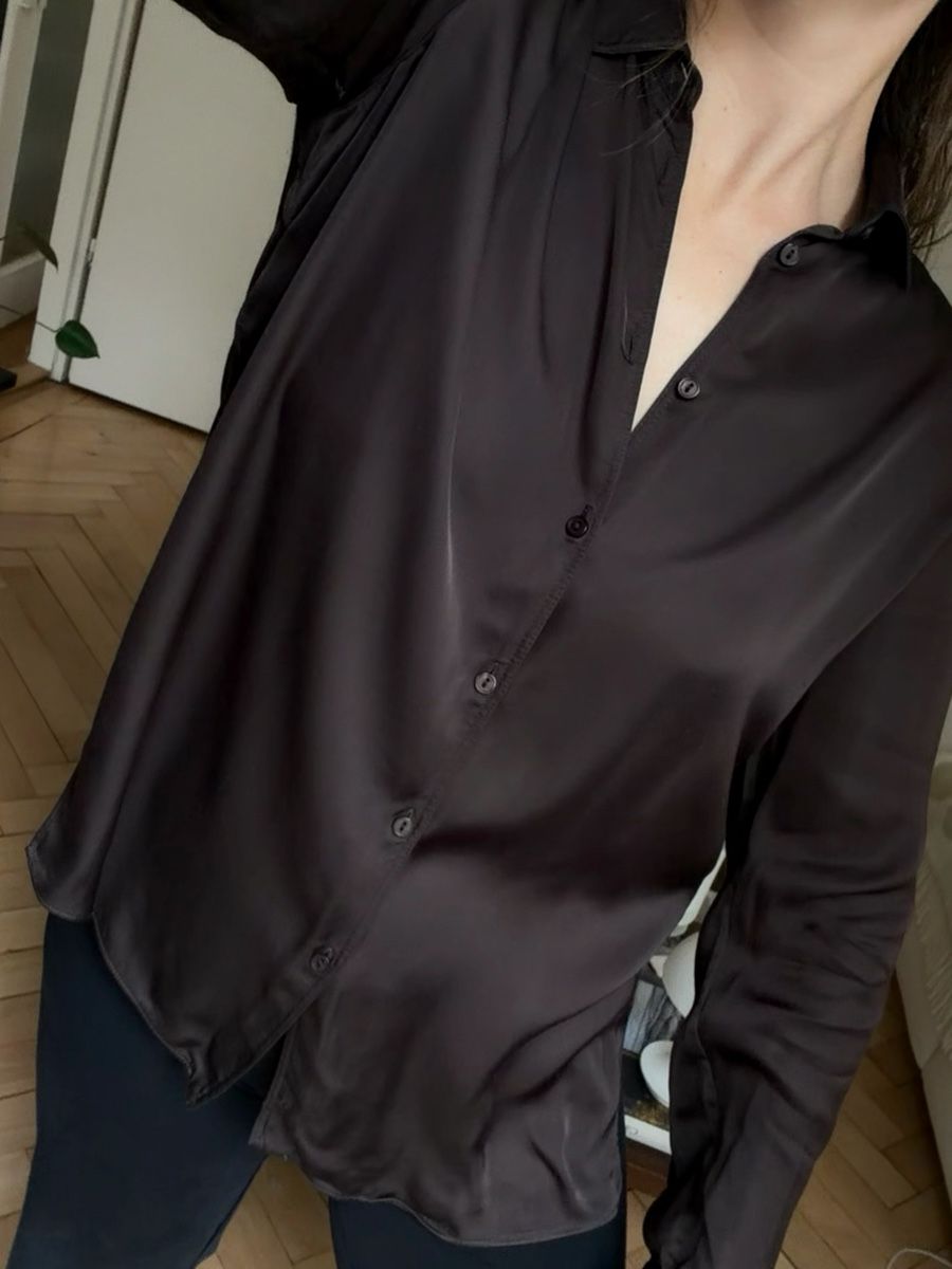 Massimo Dutti Blusen: Massimo Dutti Brown Satin Hemd M – Neu (gemäss Beschreibung) aus Zürich von flo_8x2x 1