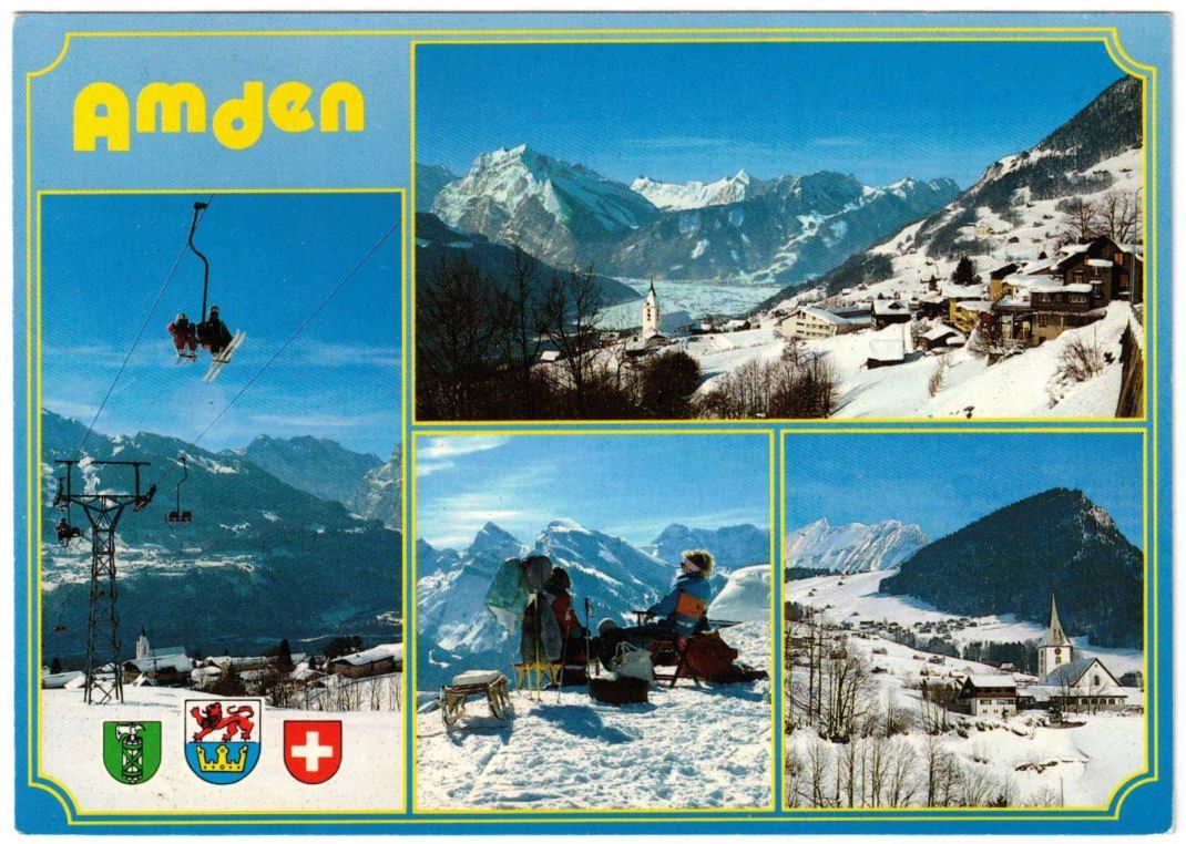 Cartoline postali: Amden - 4 Bild AK – Usato da Binningen venduto da Mountainrider