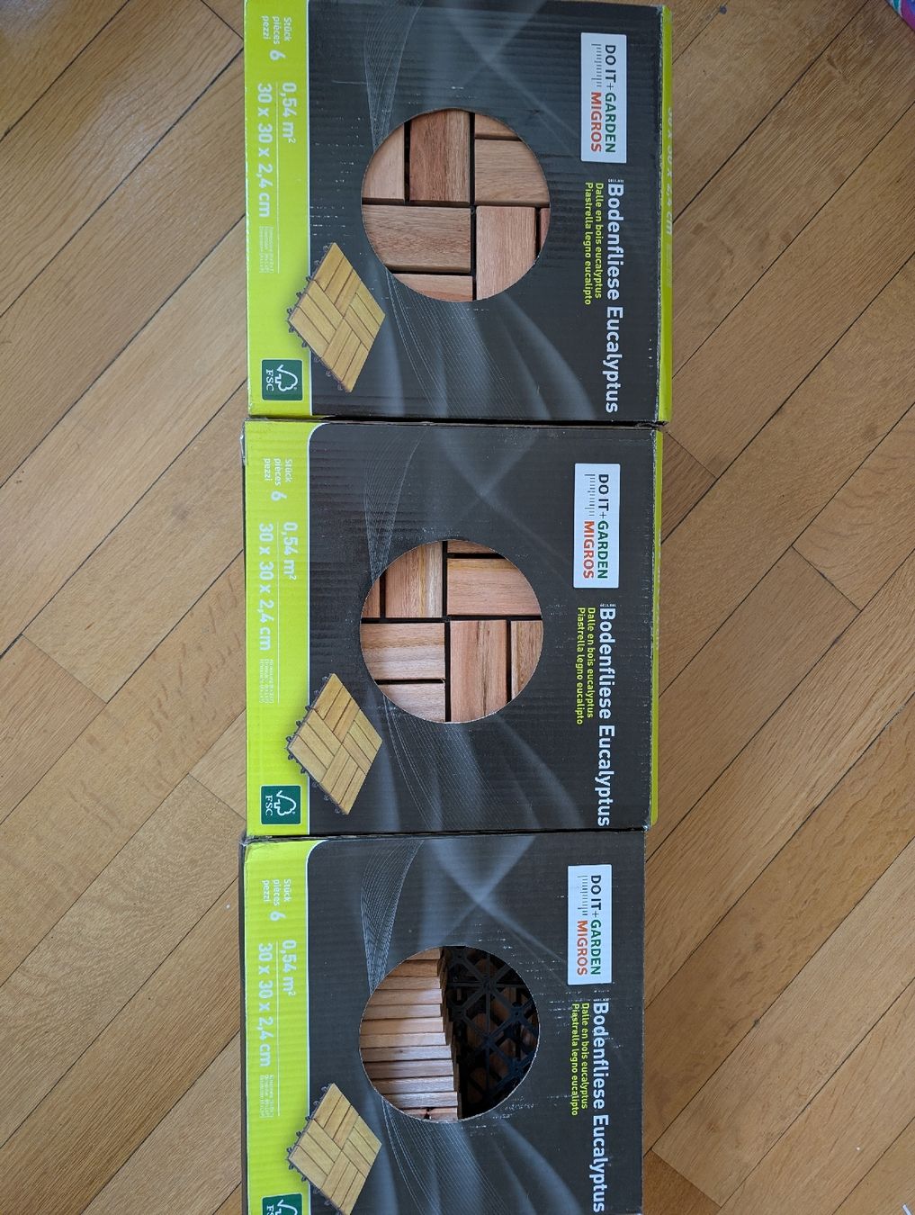 Bodenbeläge: Bodenfliesen, Platten, Eucalyptus Holz Migros – Neu und originalverpackt aus Zürich von hendiadyoin