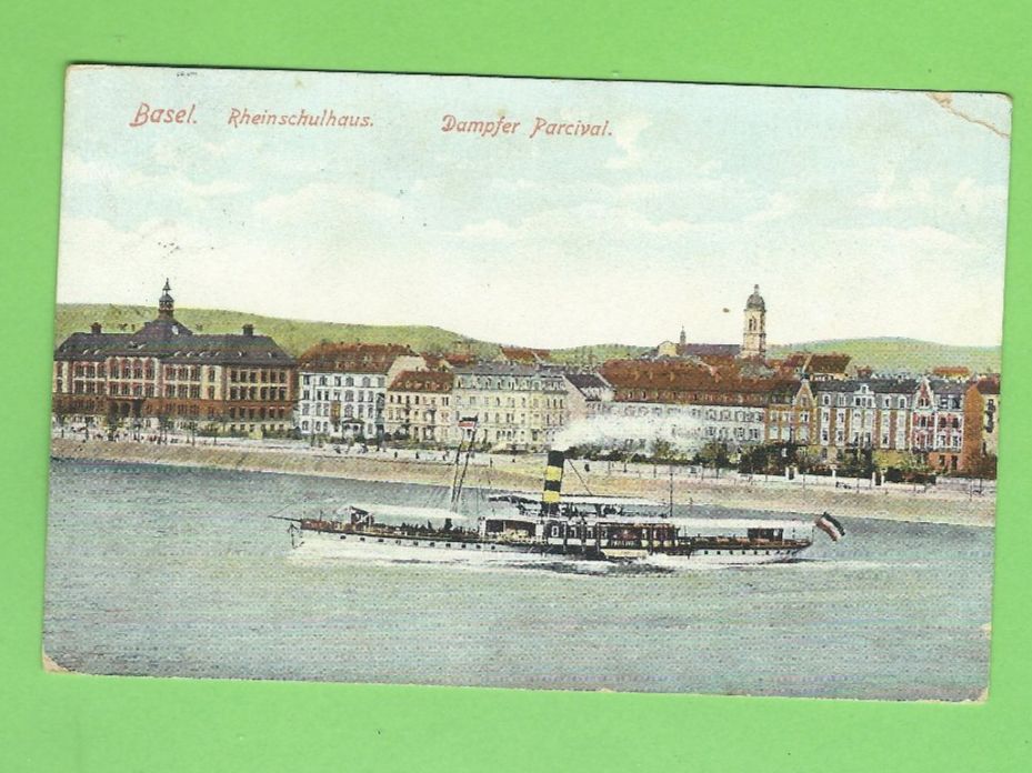 Cartoline postali: Basel Rheinschulhaus Dampfer Percival. – Usato da Zürich venduto da t24_de