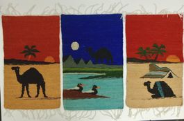 3tlg. Vintage Ägypten Kelim Wandbehang Set - Wolle, Top!