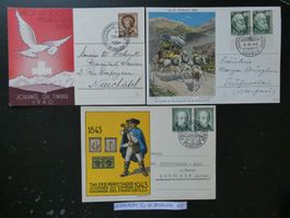 CH 1940/41+43 Tag der Briefmarke, drei Karten