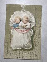 Romantische antike Ansichtskarte Zwilingsbabys