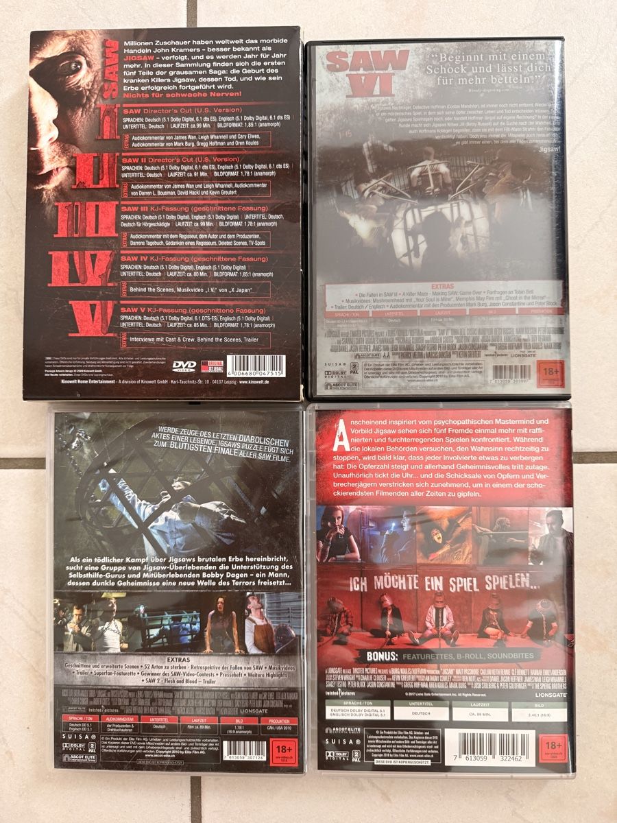 Tutti i DVDs: DVDs Saw 1-8 – Usato da Glattfelden venduto da ilamas 1