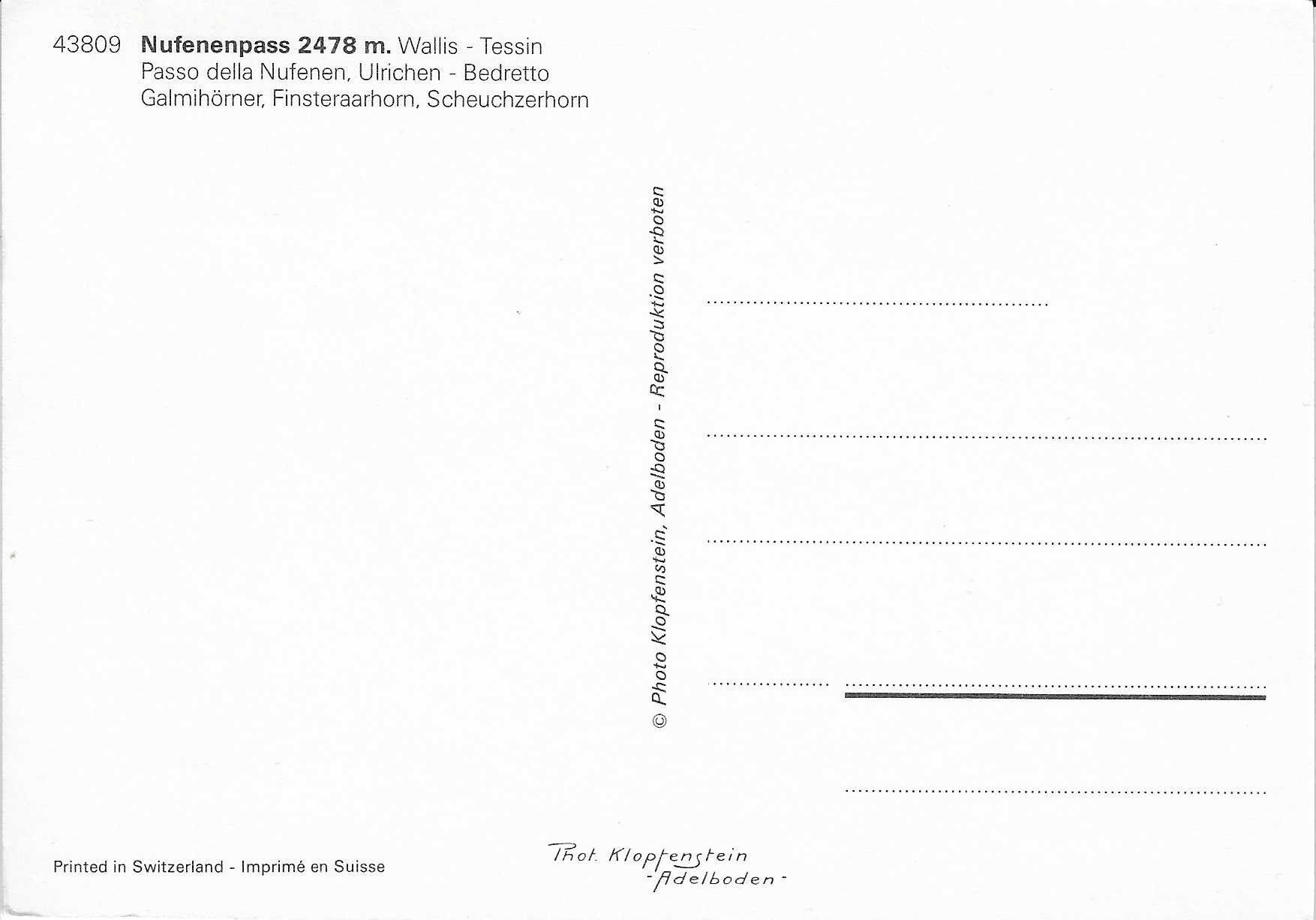 Ansichtskarten: Nufenenpass VS – Neu (gemäss Beschreibung) aus Rothrist von Stranglehold 1