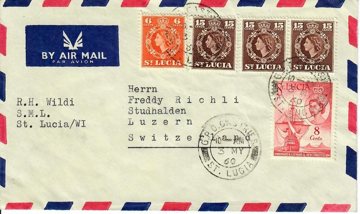 Tutti i francobolli: Brief aus St.Lucia – Usato da Hochdorf venduto da Ziegel-16