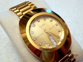 Rado Diastar, Quarz, 35x42mm, Gold beschichtet, 11 Diamanten