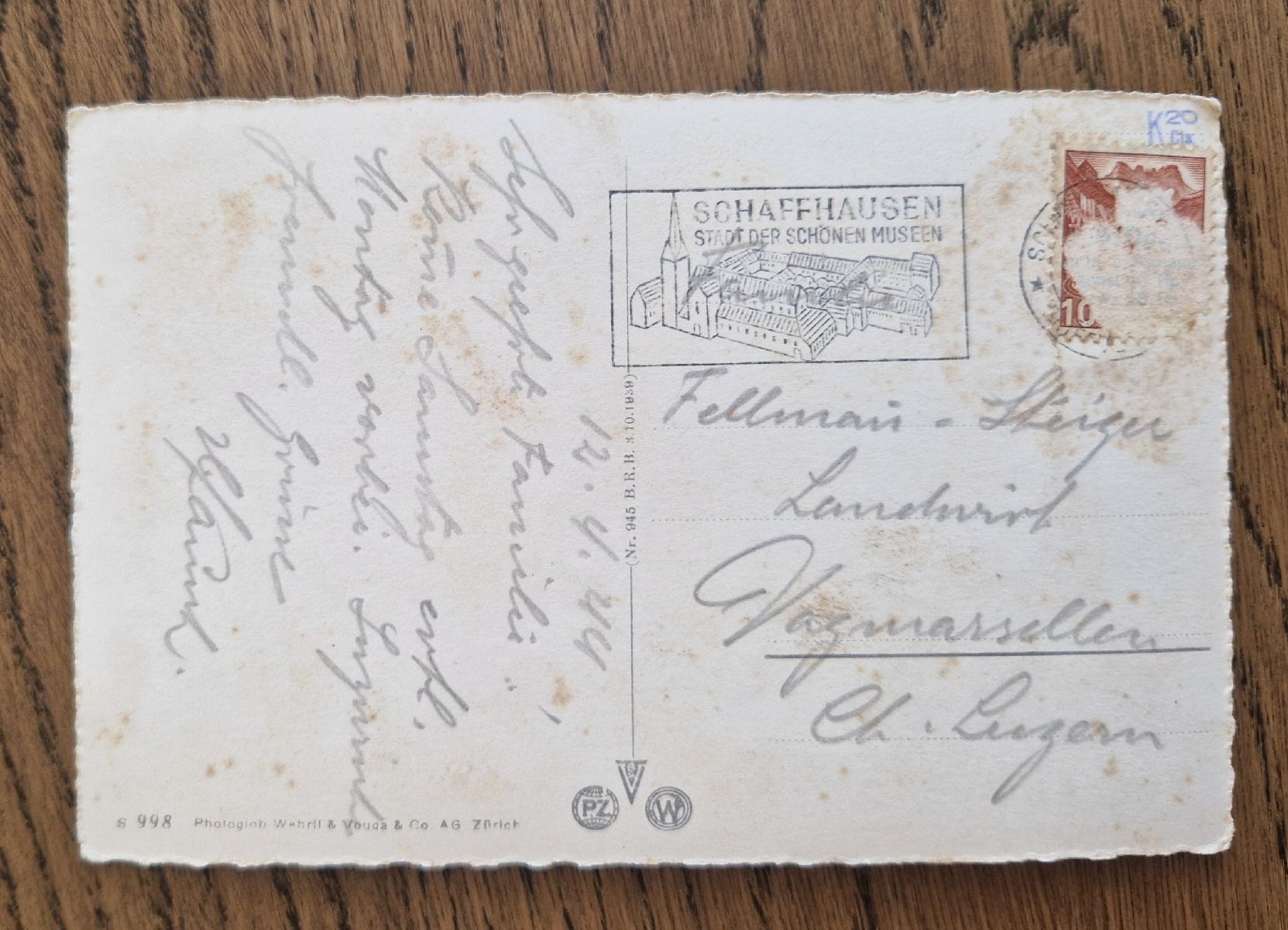 Cartoline postali: Schaffhausen 1944 – Usato da Ebikon venduto da Donar50 1