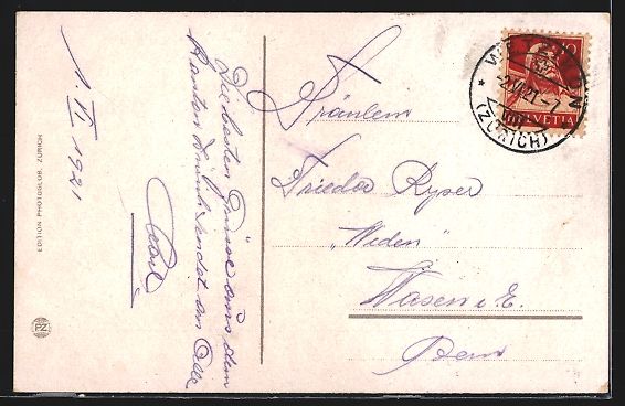 Cartoline postali: AK Wetzikon, Totale mit Kirche, 1921 – Usato da Berlin venduto da bartko-reher 1