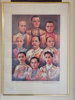 Poster inkl Rahmen von den 9 thailändischen Könige 71x50,5cm