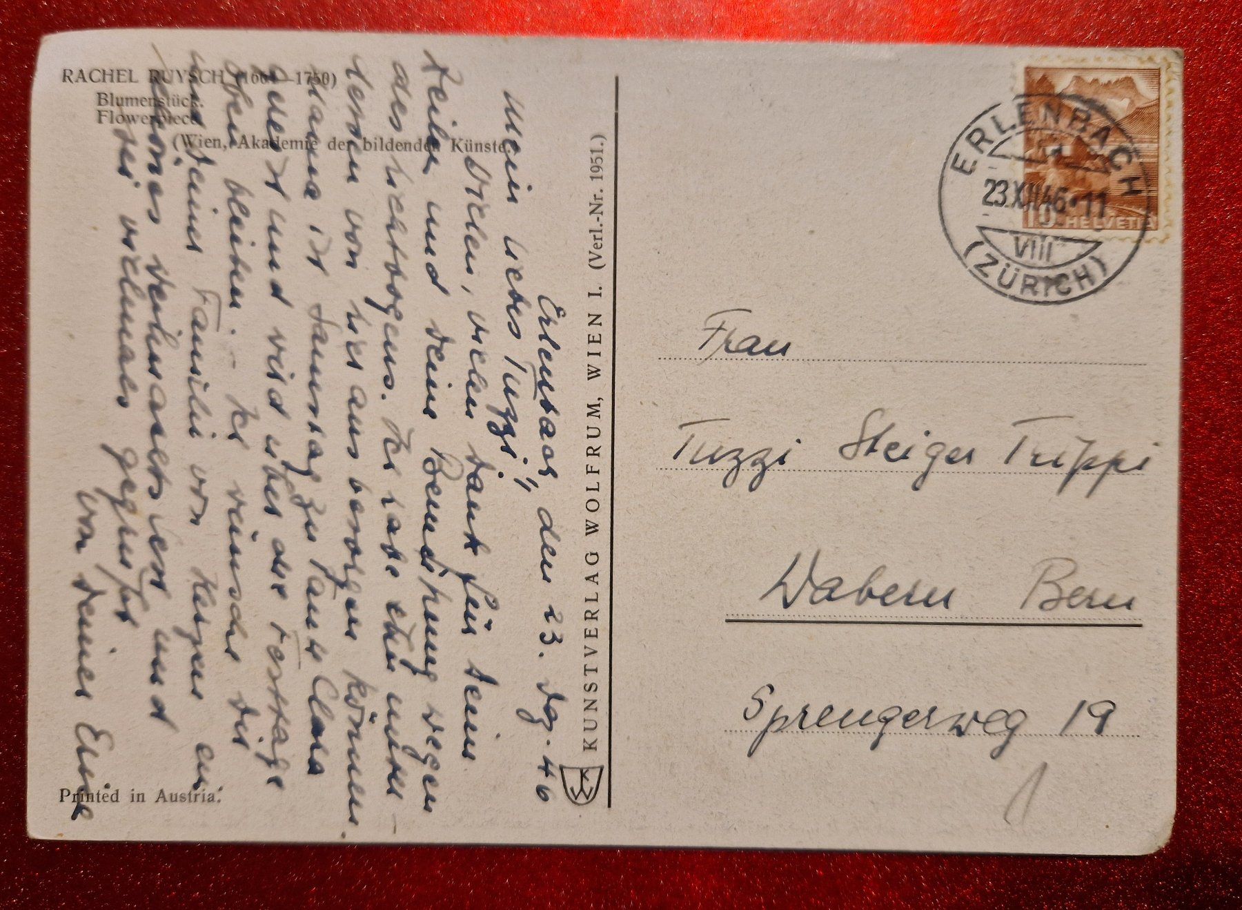 Cartoline postali: Blumenstilleben 1946 – Usato da Melchnau venduto da Arthurius 1