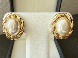 ✨“David Grau” Clip Ohrringe mit Perle, Vintage