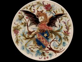 Plat heraldique dragon faience Josef Steidl Znaim. 37cm