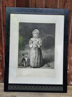 Antikes Bild, Mädchen mit Hund