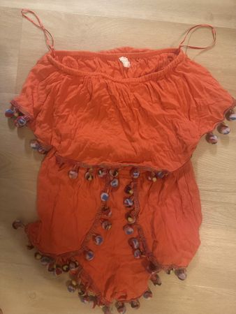 Kurz-Overall Orange Grösse S mit Bommeln
