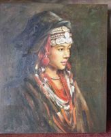 Oil painting portrait ethnic woman used condition