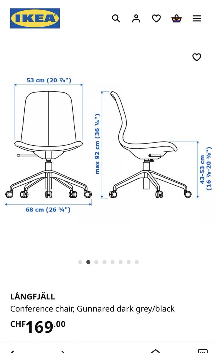 Ikea Sedie: Ikea Langfjall Bürostuhl – Usato da Luzern venduto da MN12 3