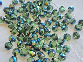 50x Facetten Perlen schwarz-grün 6mm