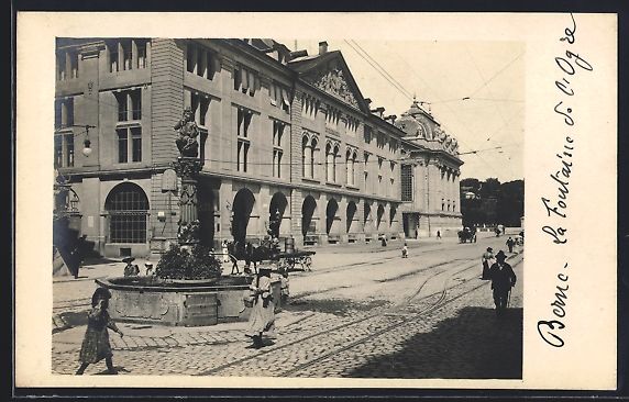 Ansichtskarten: Bern, Strassenpartie mit Brunnendenkmal  – Gebraucht aus Berlin von bartko-reher