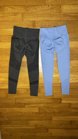 2 Leggings Damen blau und grau gute Zustand Grösse S