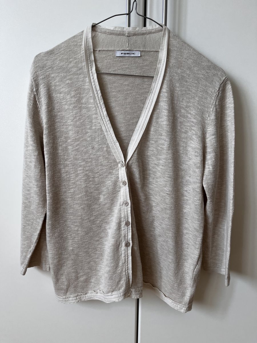 Jacken: PUBLIC Strickjacke beige Gr. 40 Leinen-Mix – Gebraucht aus Zürich von Kleanthy