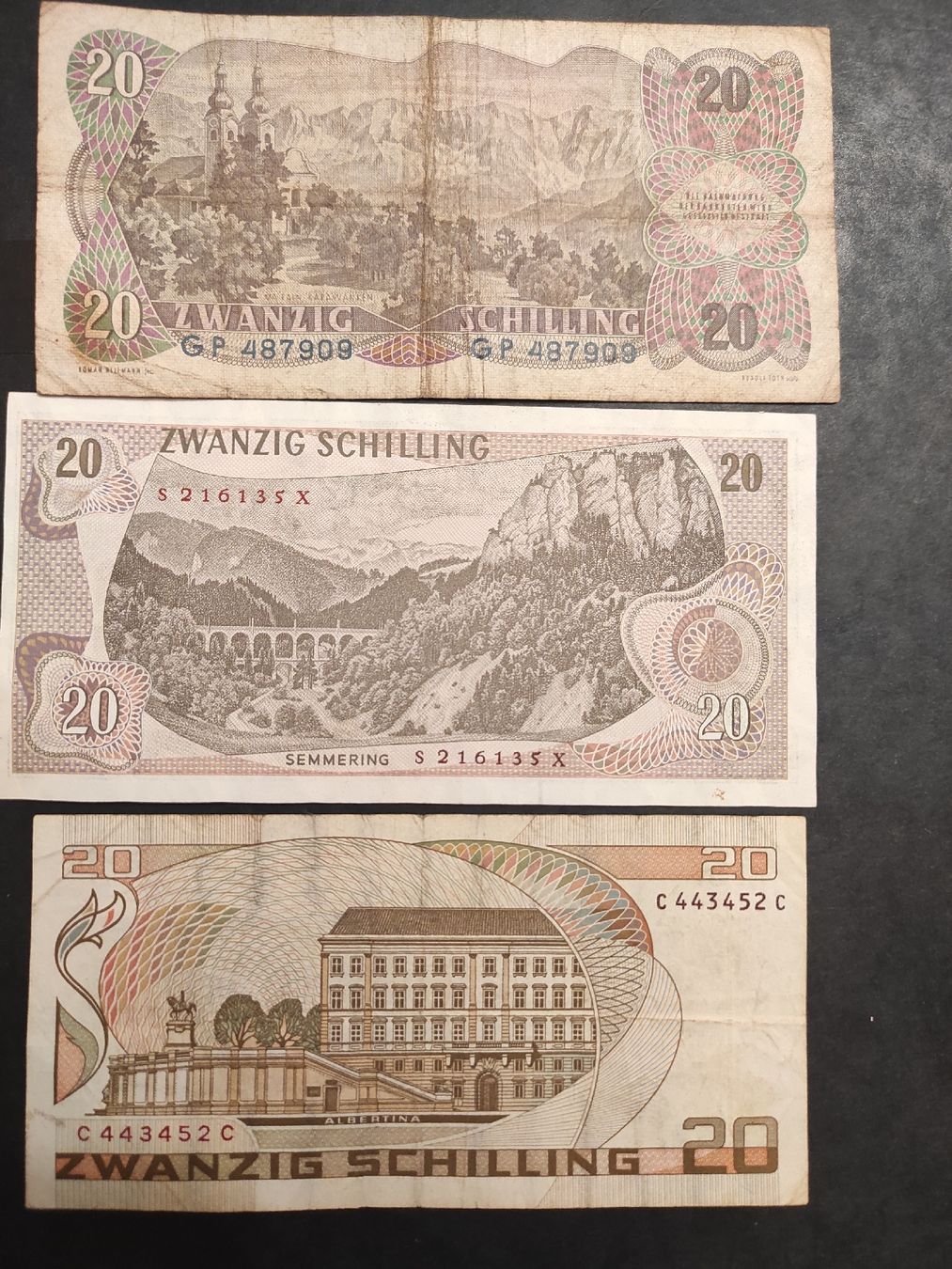 Banknoten: 3 billets autrichien de 20 Schilling différents – Gebraucht aus Couvet von lulul 1