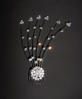 Haarschmuck-Kamm "Fächer" biegbar, mit Perle und Kristallen.