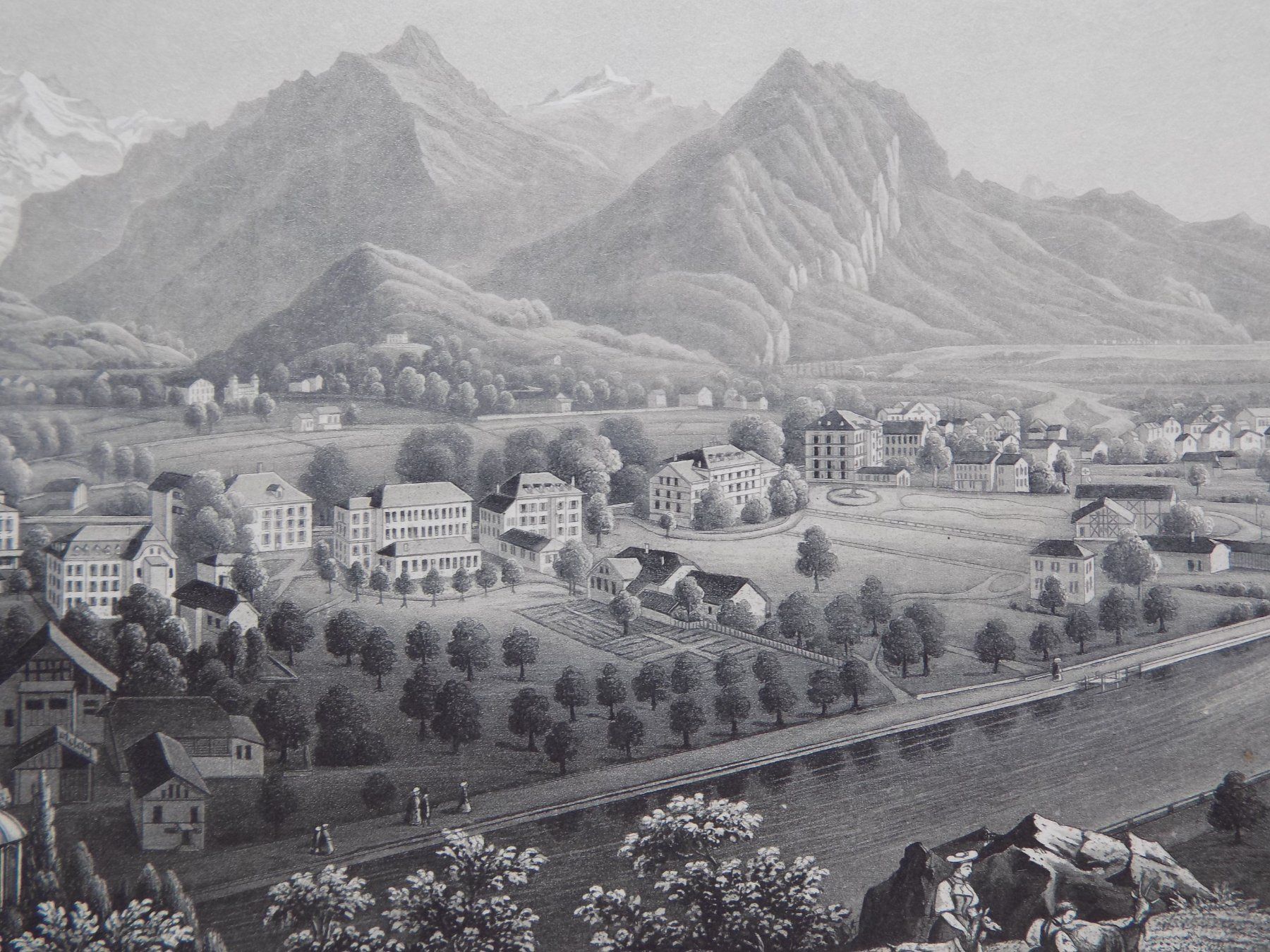 Gravures: Interlaken feine Ansicht von Dikenmann – D'occasion à Risch par Rischli15 9