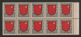 1920 : Nr. J15 " Schwyz" im 10-er Block postfrisch **