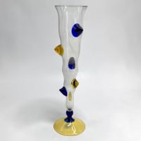 Vase flute verre multicolore de Murano, H 26 cm