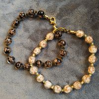 Paar MURANO Weiss/Schwarze/Gold Armbänder, 60er