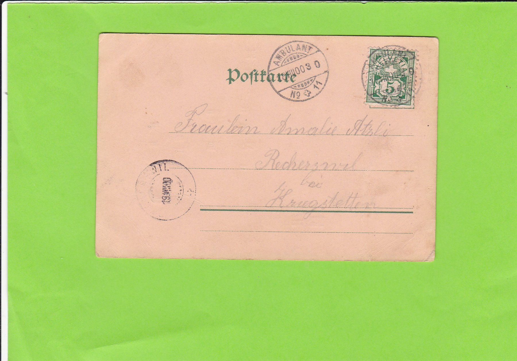 Cartoline postali: Gruss--gesendet ab Bahnpost No. 11 – Usato da St. Peterzell venduto da neckertal 1
