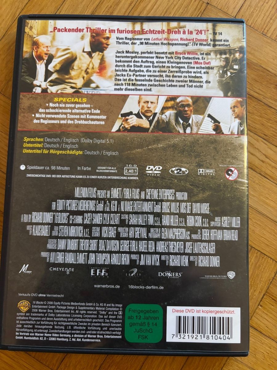 Tutti i DVDs: 16 Blocks – Usato da Brunnen venduto da pel_vk7g 1