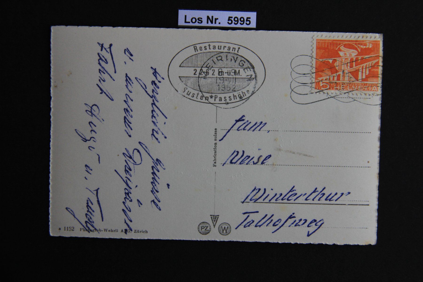 Cartoline postali: Ansichtskarte Sustenstrasse mit Wendenstöcke        Los 5995 – Usato da Volken venduto da jukon65 1