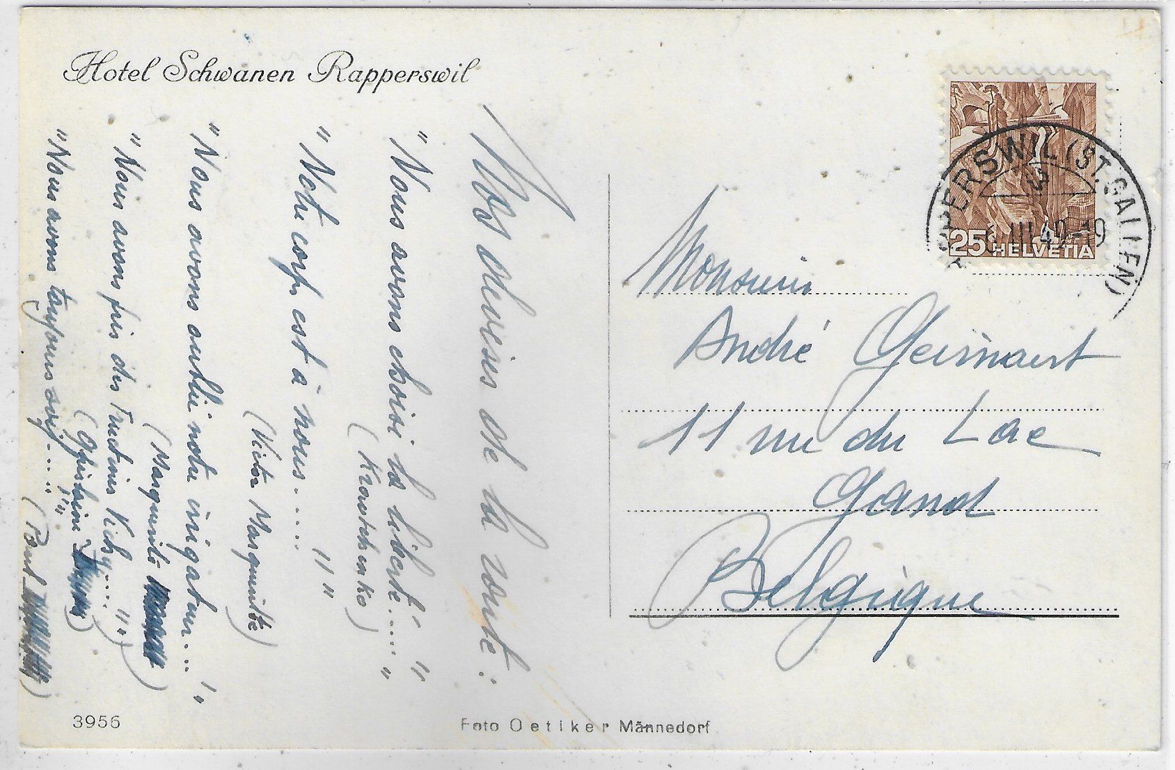Cartoline postali: Hotel Schwanen - Rapperswil – Usato da Ettingen venduto da Kartenplanet 1