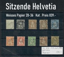 Sitzende Helvetia Weisses Papier Nr.28 - 36  Kat 839.-