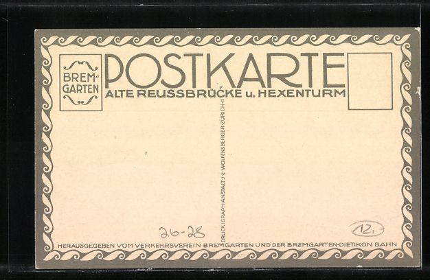 Ansichtskarten: Bremgarten, Alte Reussbrücke u. Hexentu – Gebraucht aus Berlin von bartko-reher 1