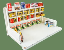 antiker Kaufladen + Lebensmitteln  épicerie bois + 28 boîtes