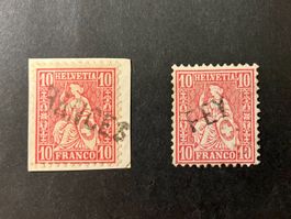 1867, Kat. 38, gestempelt Rances/VD + Fey/VD