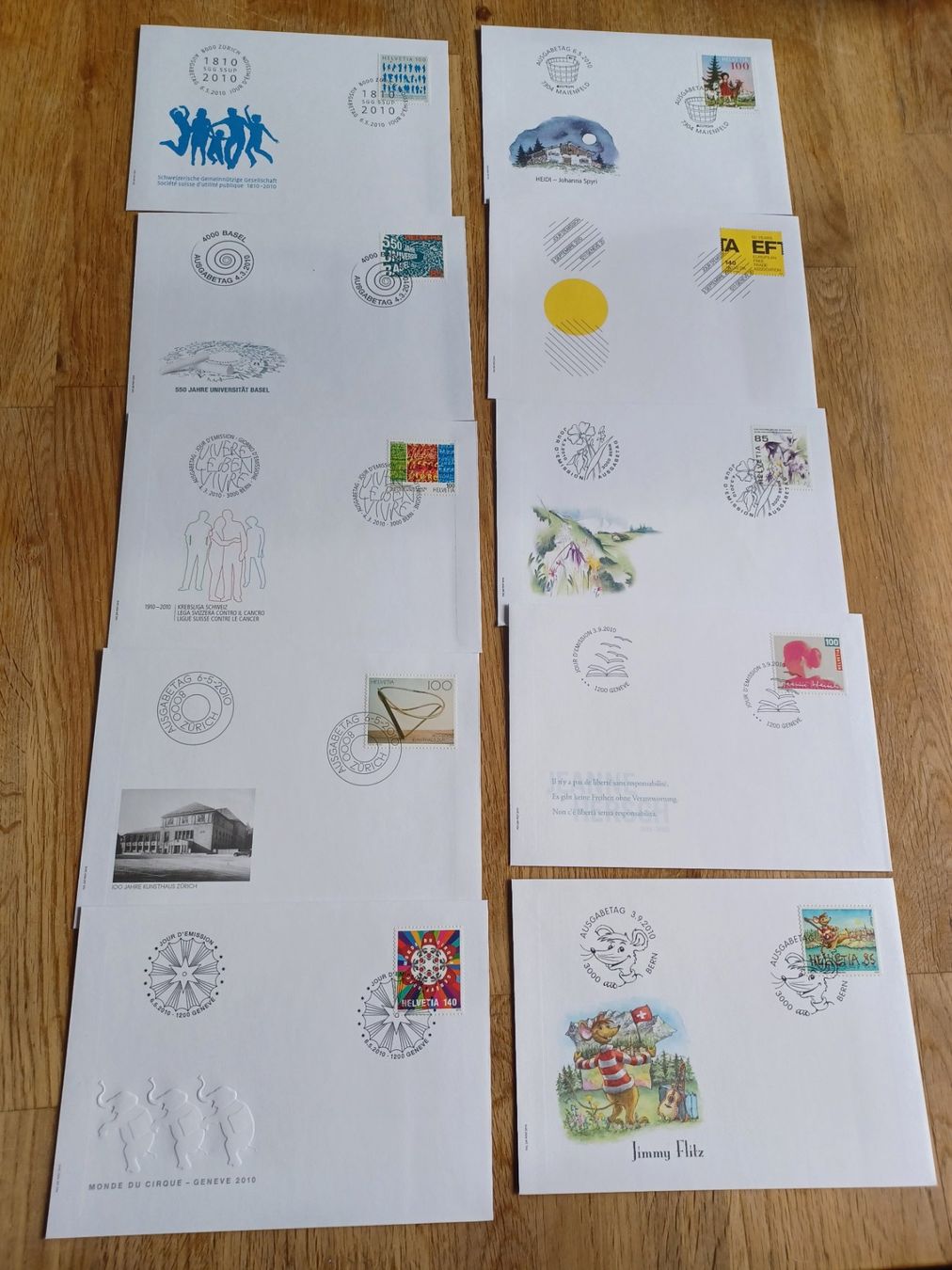 Tutti i francobolli: FDC  Schweiz 2010 Verschiedene 15 Stk. – Usato da Solothurn venduto da urs_6h56