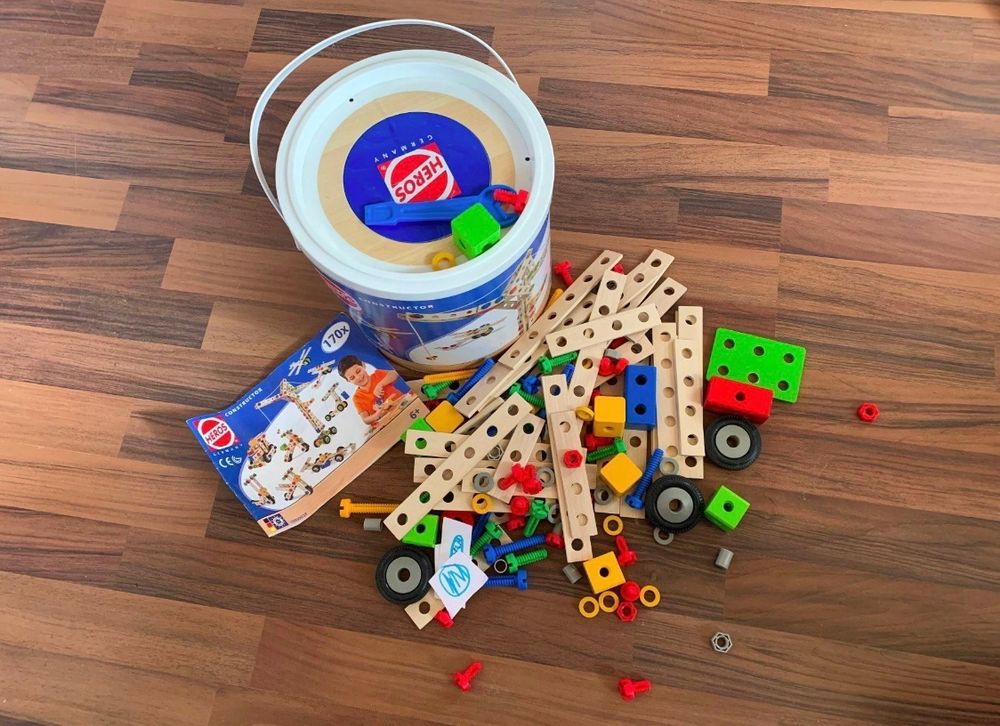 Heros Constructor 85 Pezzi | Costruisci 4 Veicoli In Legno E Plastica | Gioco Creativo Per Bambini