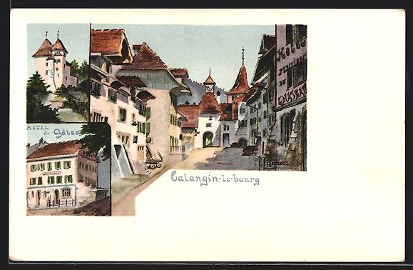 Ansichtskarten: Litho Valangin, Hotel du Château, Stras – Gebraucht aus Berlin von bartko-reher