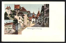 Litho Valangin, Hotel du Château, Stras