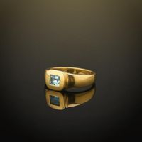Vintage-Ring aus 18 Kt Gold mit blauem Topas