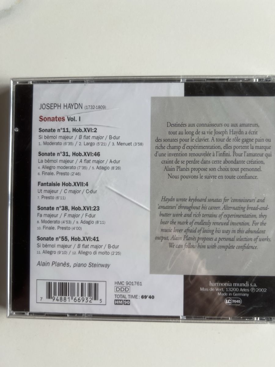 CD: Joseph Haydn Sonates Vol. 1 CD – Nuovo e nell'imballaggio originale da Wollerau venduto da Plakatfreund 1