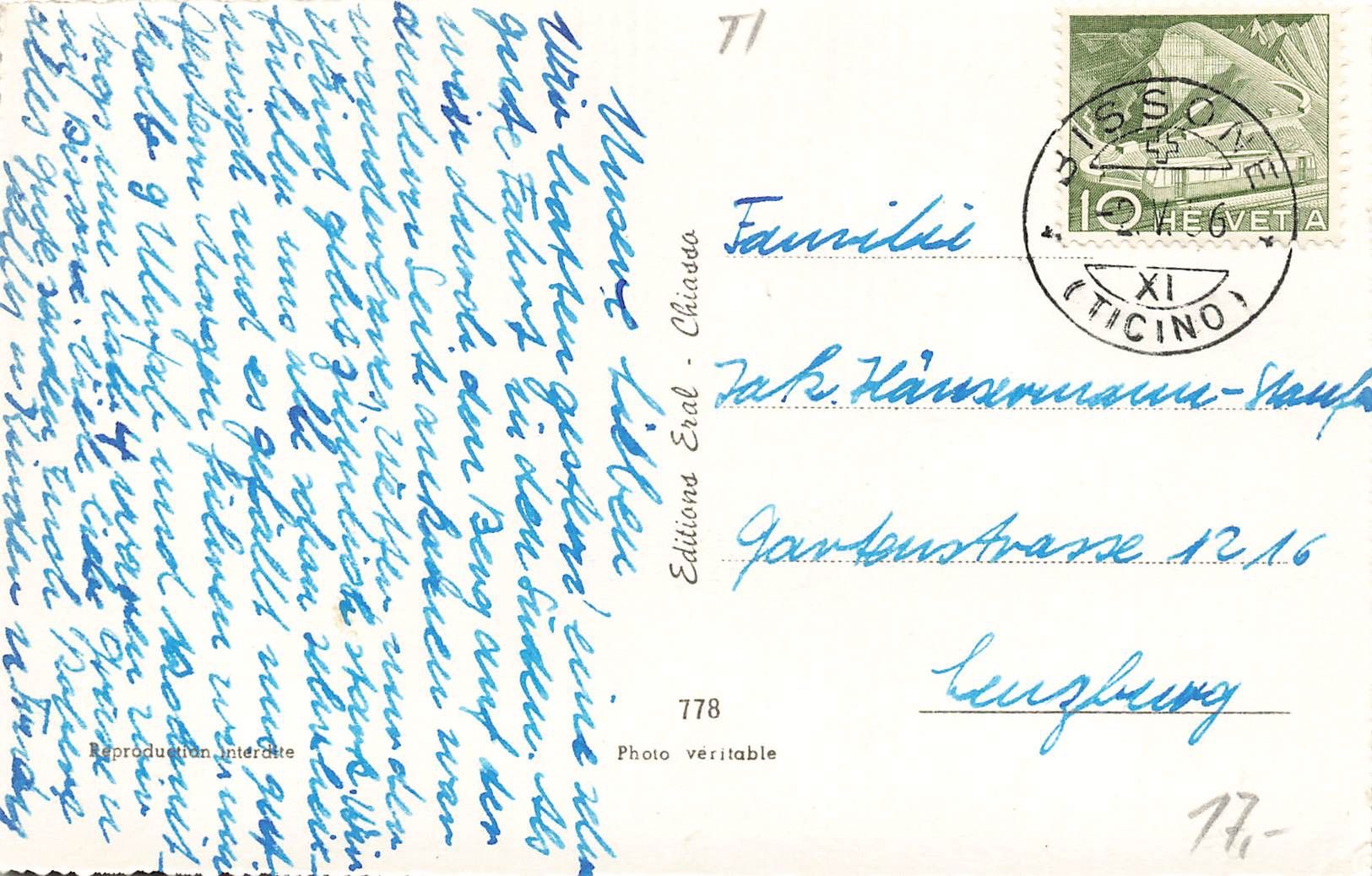 Cartoline postali: Bissone TI – Usato da Biasca venduto da Blenio71 1