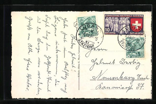 Cartoline postali: AK Gandria, Panorama, Strada, 1939 – Usato da Berlin venduto da bartko-reher 1