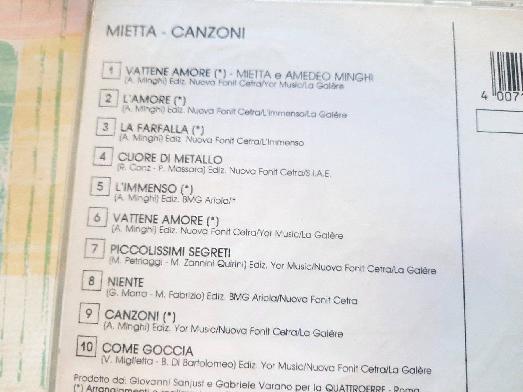 CDs: CD Mietta - Cazoni – D'occasion à Pully par bro_n52j 2