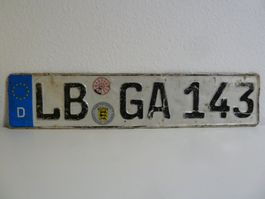 Nummernschild / Kfz-Kennzeichen Deutschland LB GA 143 mit EU